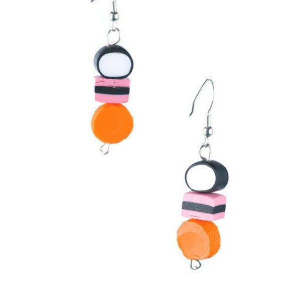 Liquorice Allsorts stack boucles d’oreilles - fimo food kitsch rétro rockabilly kawaii bijoux