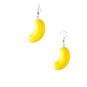 Foam banana sweet earrings- fimo food kitsch rockabilly retro jewellery