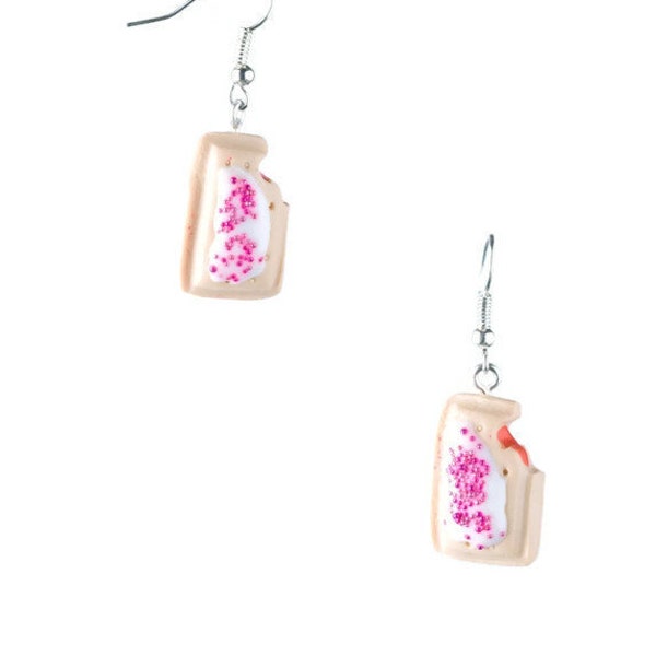 Strawberry Poptart earrings- fimo mini food retro rockabilly kitsch jewellery