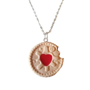 Jammy Dodger biscuit  Necklace- mini food retro rockabilly jewellery