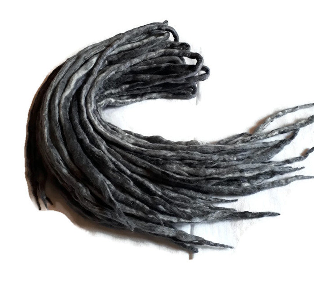 Wool Dreadlocks Grey Black Blend Custom Wool Dreads Double Ended Roving