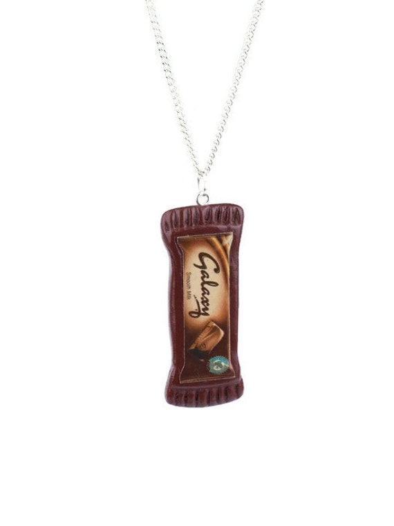 Galaxy Chocolate Bar Necklace- Fimo Food Retro Rockabilly Kitsch