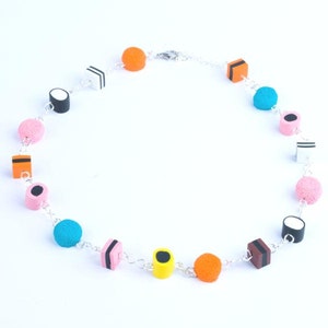 Liquorice Allsorts Candy Sweets Necklace- mini food rockabilly retro kawaii jewellery