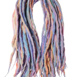 Wool Dreadlocks Rainbow unicorn pastel custom wool dreads-  Double Ended Roving art hair extensions Kit