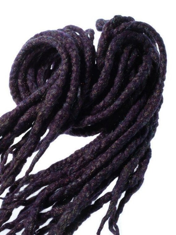 Wool Dreadlocks Dark Purple Glitzy Glitter Wrapped Custom Wool Etsy