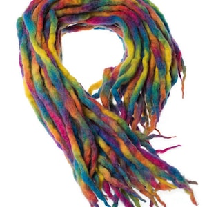 Wool dreadlocks Rainbow Bright custom wool dreads-  Double Ended Roving art hair extensions Kit
