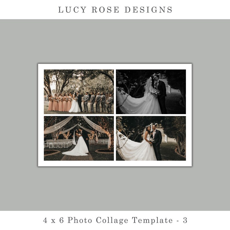 4 X 6 Photo Collage Template Canva - 4 Photo Layout, Landscape Simple ...