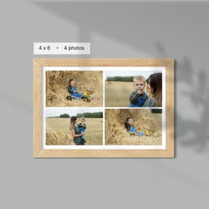 4 x 6 Photo Collage Template Canva - 4 Photo Layout, Landscape Simple Minimal Frame