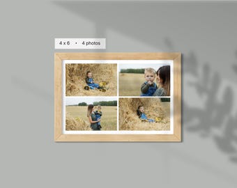 4 x 6 Photo Collage Template Canva - 4 Photo Layout, Landscape Simple Minimal Frame