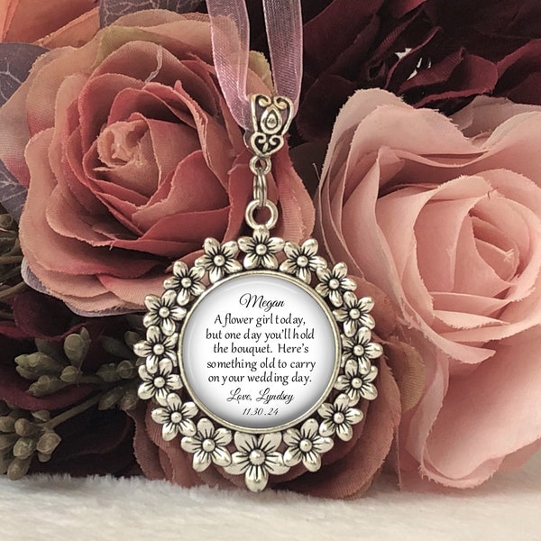 Bridesmaid or Flower Girl Charm Pendant, Bridesmaid Gift, Personalized Bouquet Charm, Wedding Flower Charm, Proposal Gift