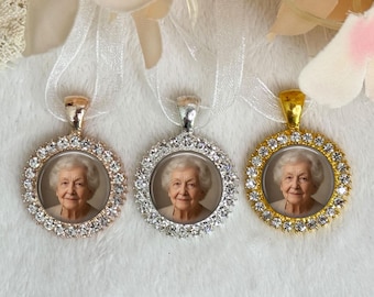 Personalized Rhinestone Bridal Bouquet Photo Charm, Memorial Bouquet Charm