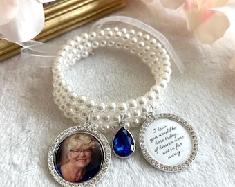 Pearl Bridal Bouquet Charm, Memorial Photo Charm, Wedding Bouquet Charm