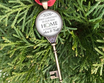 First Christmas in our New Home Ornament: Personalized First Home Tree Ornament, Silver or Bronze