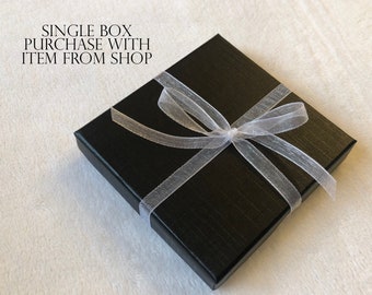 Add a Luxury Black Gift Box with Bow to your item with optional custom card insert!  MUST be purchased with item in shop.