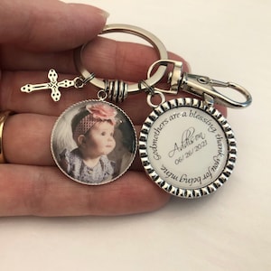 Godmother or Godfather Keychain, Godfather Gift, Thank you Gift for Godparents, Christening Baptismal Gift, Gift from Godchild, Personalized