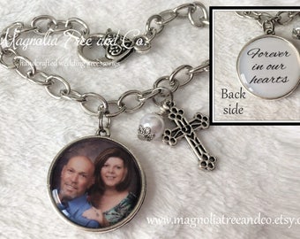 Memorial Photo Charm Bracelet, Sympathy Gift, Loss of Loved One, In Loving Memory, Loss of Parents, Baptismal Gift, Forever in our Hearts