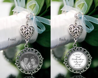 Bouquet Charm, Bridal Bouquet Charm, Bride Memory Charm, Personalized Memorial Charm, Double Sided