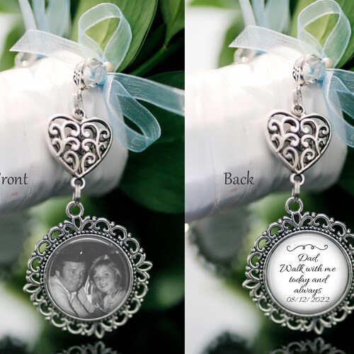 Bouquet Charm, Bridal Bouquet Charm, Bride Memory Charm, Personalized Memorial Charm, Double Sided
