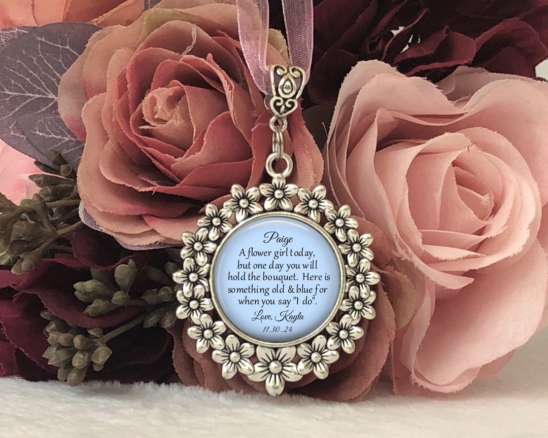 Something Blue Flower Girl Charm, Flower Girl Gift, Personalized