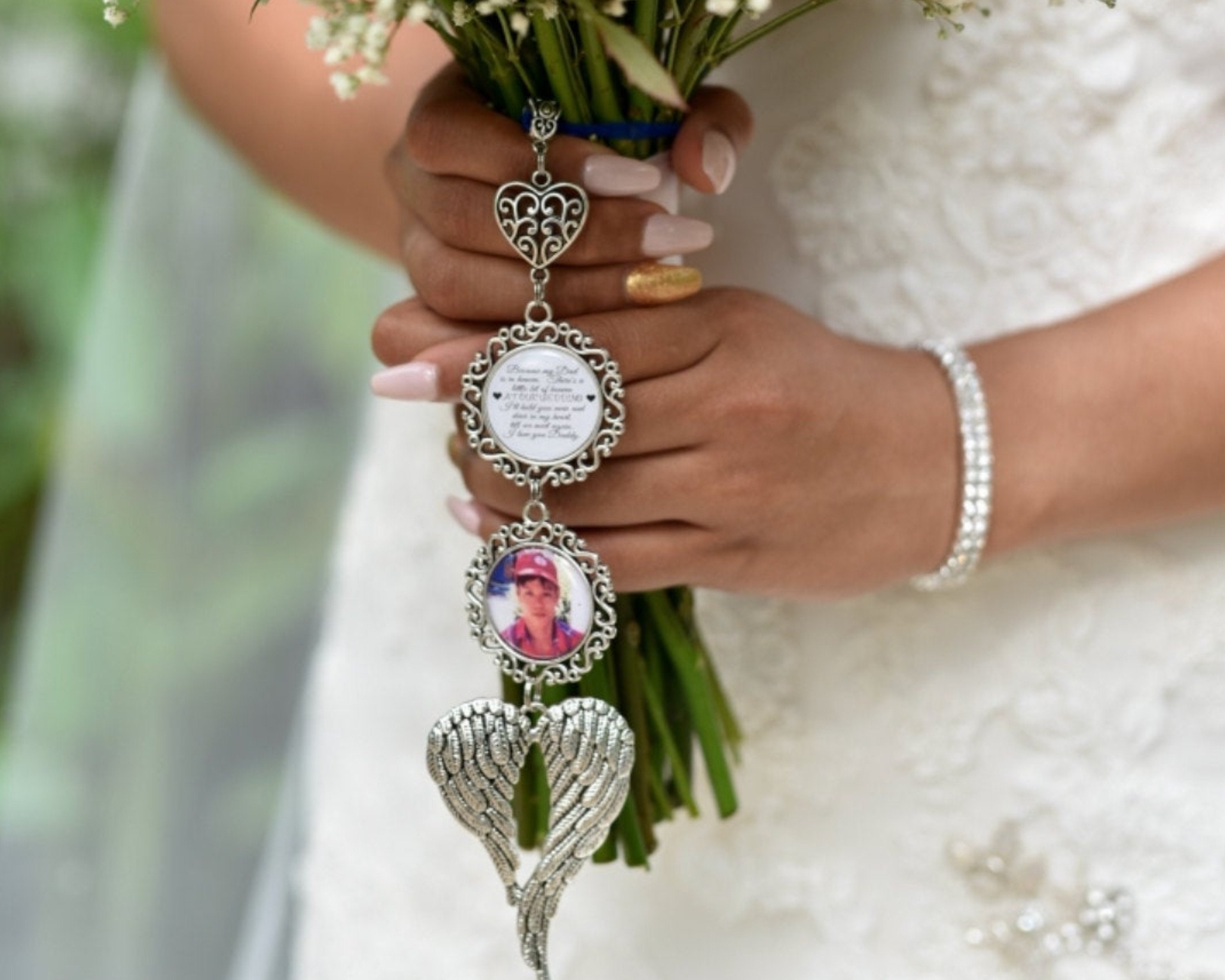 Walk Me Down the Aisle Bridal Bouquet Photo Memorial Charm 