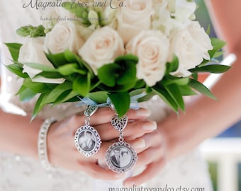 Bridal Bouquet Charm, Wedding Bouquet Charm, Personalized Bouquet Charm, Memorial Charm, Custom Photo or Quote, Heart Wedding Charm