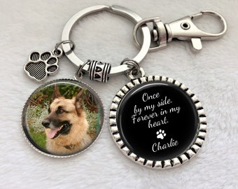 Porte-clé commémoratif pour animal de compagnie, perte d'un animal de compagnie, porte-clé chien ou chat, porte-clés, sympathie, photo d'animal de compagnie personnalisée, monument commémoratif, pour toujours dans mon coeur