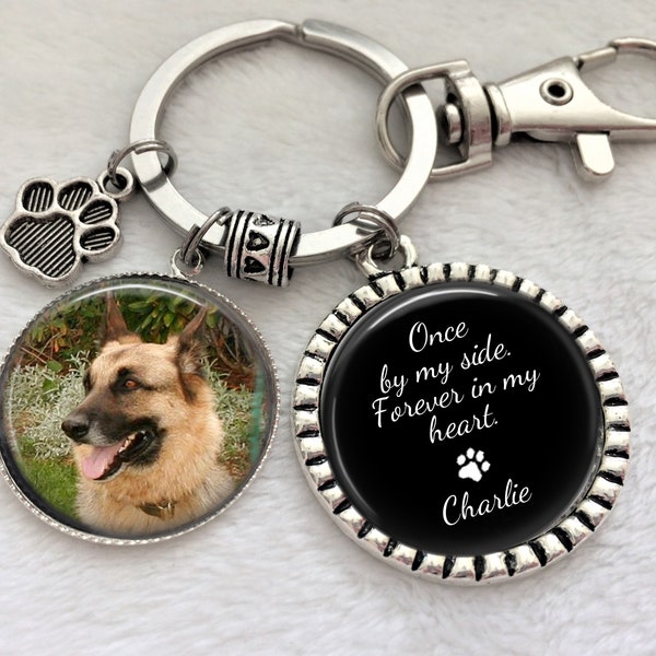 Pet Memorial Keychain, Pet Loss, Dog or Cat keychain, key ring, Sympathy, Custom Pet Photo, Memorial, Forever in my heart