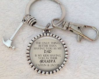 PERSONALIZED Dad keychain, Gift for Dad, keyring for Grandpa or Papa, Father's Day Gift Idea for Dad, The only thing better