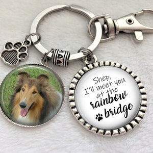 Pet Memorial Keychain, Pet Loss, Dog or Cat keychain, key ring, Sympathy, Custom Pet Photo, Memorial, Rainbow Bridge, Dog Lover, Cat Lover image 1