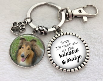 Pet Memorial Keychain, Pet Loss, Dog or Cat keychain, key ring, Sympathy, Custom Pet Photo, Memorial, Rainbow Bridge, Dog Lover, Cat Lover