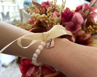 Flower Girl Bracelet, Gift for Flower Girl, Flower Girl Proposal Gift, Flower Girl Card, Pearl Bracelet for Flower Girl, Flower Girl Charm