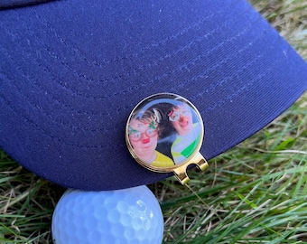Custom Photo Golf Ball Marker: Personalized Golfer Gift, Magnetic Hat Clip