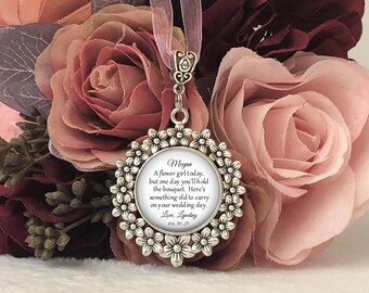 FLOWER GIRL CHARM Amulet Wedding Bridal Pink Rose Silver Heart Symbol Crystals 