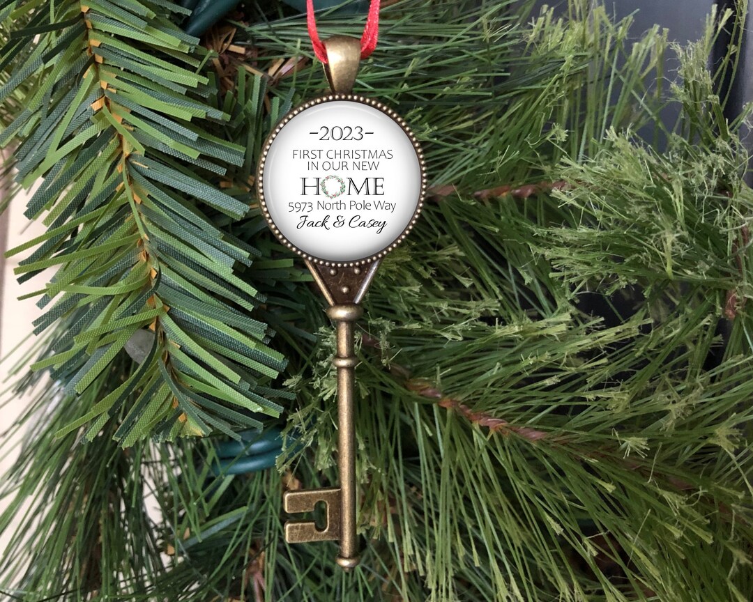 First Christmas in Our New Home Ornament, PERSONALIZED Key Ornament