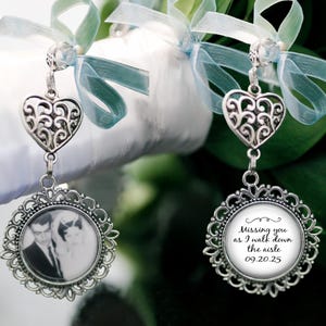 Wedding Bouquet Memorial Charm, Bridal Photo Charm for Bouquet, In Memory Charm, Bridal Keepsake, Remembrance Token, Bouquet Photo Charm