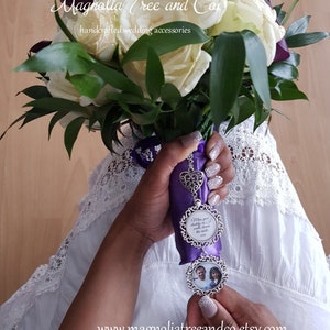 Bridal Bouquet Charm, Personalized Wedding Bouquet Charm, Photo Memorial Charm, Custom Photo & Wording, 1 to 4 pendants, Dad Memory Charm image 7