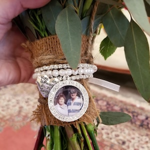 Bridal Bouquet Charm, In Memory Charm, Bouquet Photo Charm, Memorial Photo Charm, Pearl Wedding Photo Charm