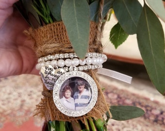 Bridal Bouquet Charm, In Memory Charm, Bouquet Photo Charm, Memorial Photo Charm, Pearl Wedding Photo Charm