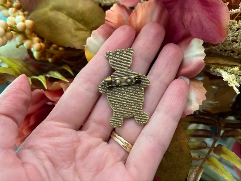 Ring Bearer Gift, Personalized Pin for Ring Bearer, Groom's Attendant Boutonniere Pin, Teddy Bear Pin, Ring Security Pin, Bridal Party Gift image 4