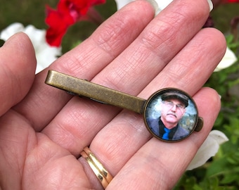Personalized Photo Tie Clip, Custom Tie Bar, Groom Wedding Gift, Pet Memorial Gift, Photo Tie Tack, Men's Memorial Photo Gift, 4 Colors