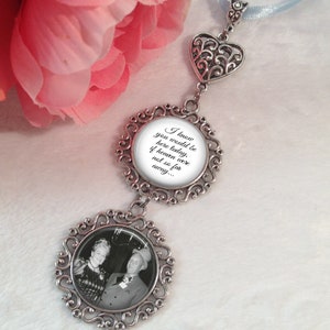 Bridal Charm, Bridal Bouquet Charm, Photo Memorial Charm, Custom Photo & Wording, Heart Wedding Charm, Choose 1 to 5 pendants, Here Today image 1