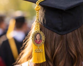 Personalized College Graduation Gift, Memorial Photo Charm for Tassel