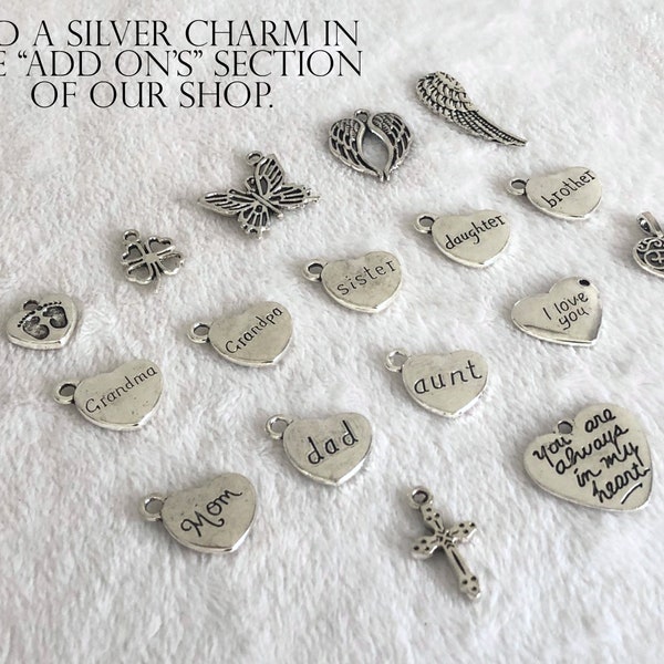 Add a CHARM or BEADS, Additional Charms, Rhinestone Charms, Silver Charms Heart Apple Friends etc.