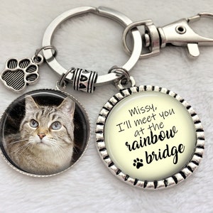Pet Memorial Keychain, Pet Loss, Dog or Cat keychain, key ring, Sympathy, Custom Pet Photo, Memorial, Rainbow Bridge, Dog Lover, Cat Lover image 2