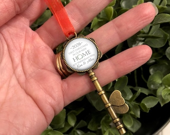 First Christmas in Our New Home Ornament, PERSONALIZED Key Ornament, First Home, New House Tree Ornament, Dated ornament, Bronze or Silver