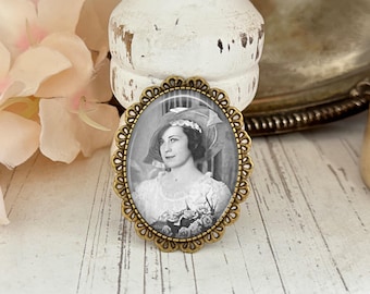 Personalized Photo Memorial Boutonniere Lapel Pin, Bronze or Silver