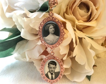 Memorial Charm for Bridal Bouquet, Wedding Bouquet Charm, Photo Bouquet Charm, In Memory of Loved One, 1 to 3 charms, Rose Gold Oval