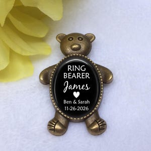 Personalized Ring Bearer Gift Pin with Teddy Bear Design - Page Boy Boutonniere Pin, Ring Security Keepsake, Unique Ring Bearer Gift Idea