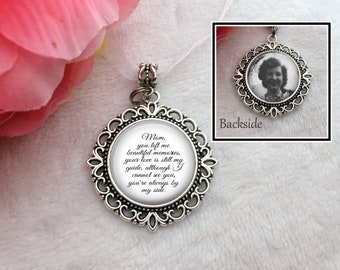Wedding Bouquet Photo Charm, Double Sided Personalized Memorial Keepsake