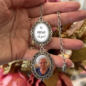 Graduation Cap Tassel Charm, Memorial Photo Charm for Graduation Cap, Custom Photo Memorial Pendant, 1 to 3 pendants, Silver Oval